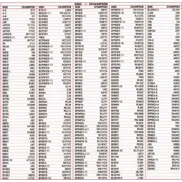 EQUIVALENCIA BUJIAS NGK - CHAMPION